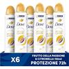 Dove Deodorante Spray Advanced Care Go Fresh Passion Fruit, con Formula Idratante e Delicata sulla Pelle, Senza Alcol, Pelle Asciutta Fino a 72 Ore, Deodorante Uomo e Donna, 6 Pezzi da 150ml