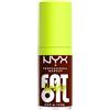 NYX Professional Makeup Gloss Labbra, Finish Cremoso e Lucido, Fino a 12H di Idratazione, Maxi Applicatore, Con Squalano, Olio di Lampone e Camemoro, Fat Oil Lip Drip, Tonalità: Status Update