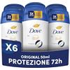 Dove Deodorante Stick Original, Deodorante Antitraspirante in Stick, Protezione Fino a 72 Ore, con Pro-Ceramide Technology e Ingredienti Idratanti, Deodorante Uomo e Donna, 6 Pezzi da 50ml