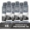 Dove Deodorante Dove Men + Care Invisible Dry Spray Advanced Care, Deodorante Uomo, con 1/4 Crema Idratante, Formula Idratante e Anti-Macchia, Protezione Fino a 72 Ore, 6 Pezzi da 150 ml
