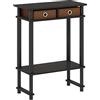 Furinno Turn-N-Tube Tavolino Alto da corridoio con bidone, Engineered Wood, Espresso/Marrone, 29.49 (D) x 59.79 (W) x 77.80 (H) cm