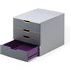 Durable 760427 Varicolor 4, Cassettiera con 4 Cassetti Colorati, Porta Etichetta Rimovibile, 292 x 280 x 356 mm
