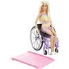 Barbie - Barbie Fashionistas Bambola con sedia a rotelle e rampa, Tutina arcobaleno, Abiti e accessori, giocattolo per bambini 3+ Anni, HJT13