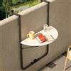 BAKAJI Tavolo Tavolino da Ringhiera per Esterno Balcone Pieghevole Salvaspazio Altezza Regolabile Struttura in Metallo e Piano in Polyrattan xon Portabicchieri Dimensione 60x64cm (Bianco)