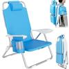 BAKAJI Spiaggina Pieghevole Portatile Sedia Sdraio da Spiaggia Richiudibile Struttura in Alluminio Tubolare con Tasca Porta Tutto Sacca Porta Oggetti Borsa Termica Integrata e Spallacci Zaino (Blu)