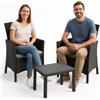 BAKAJI Set Salotto da Esterno Forest con Tavolino e Due Poltrone Ergonomiche, Salottino con Seduta Comoda e Cucini, Struttura Antracite, Ideale per Giardino, Patio, Terrazzo, Bistrot