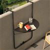 BAKAJI Tavolo Tavolino da Ringhiera per Esterno Balcone Pieghevole Salvaspazio Altezza Regolabile Struttura in Metallo e Piano in Polyrattan xon Portabicchieri Dimensione 60x64cm (Nero)