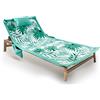 BIANCHERIAWEB Telo Mare Da Lettino Con Cuscino Modello Comodo Summer Disegno Leaves