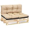 Amazinggirl Cuscini per pallet esterno 1. Set: 40x120 cm + 80x120 cm - cuscino per bancali grandi schienale o seduta da divano panchina da giardino balcone e terrazza Beige