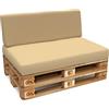 POKAR Set di Cuscini per Europallet Impermeabile da 2 pezzi: 1x 120x80 + 1x 120x40, per Divano da Giardino, schiuma fredda, senza Pallet, Beige