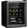 KLARSTEIN Ultimo Uno - Cantinetta Vino, Frigo Vino con Temperatura: 5-18 °C, Pannello di Controllo Touch, Spazio per 16 Bottiglie, Vol. 42 Litri, Nero