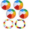 ZGDEIWGF 4 pezzi di palloni da spiaggia e 2 set di ghirlande, palloni gonfiabili colorati, giocattoli gonfiabili, giochi d'acqua, giochi da spiaggia per bambini