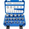 DAKCOS Set di 19pz Chiavi a Bussola Multidenti da 1/2, Metriche 8-32 mm