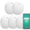 Aroha Smart Connect Rilevatore di Fumo WiFi - Batteria da 10 Anni, Sensore Fumo WiFi Con App Tuya & Smartlife - Allarme Anticendio - 5 pezzi