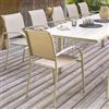 DEGHI Sedia da giardino con braccioli tondi in alluminio beige e textilene tortora - Pozar