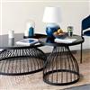 DEGHI Tavolino rotondo 55 cm in metallo e top in vetro temperato nero - Atacama