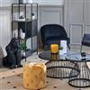 DEGHI Tavolino rotondo 90 cm in metallo e top in vetro temperato nero - Atacama