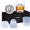 LORSIA Set di 4 bicchieri da whisky in vetro, 2 stampi rotondi per palline di ghiaccio grandi, 283,5 g, in confezione regalo - 283,5 g Old Fashioned bicchieri per cocktail scozzesi, rum, cognac, vodka,