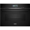 Siemens CS736G1B1, Smarter iQ700 - Forno a vapore compatto da incasso, 60 x 45 cm, nero, made in Germany, cottura a vapore, idrolisi, autopulente, touchscreen, aria calda 4D, aria calda automatica,