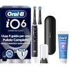 Oral-B iO 6 Spazzolino Elettrico, 2 Testine di Ricambio, Custodia, Nero - 2 Testine di Ricambio per Spazzolino Elettrico, Ricaricabile, Custodia da Viaggio + Dentifricio Pro-Expert Sbiancante Delicato