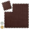 Relaxdays Tappeto da Fitness a Puzzle, 9 Tasselli per Sport, in Gommapiuma EVA BPA-Free, in Effetto Legno, Marrone Scuro