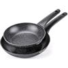 Moneta Formidabile Stone Set di 2 padelle antiaderenti 24-28cm, anche per induzione, 100% made in Italy Nero Set 2 padelle 24-28cm Nero