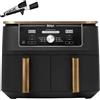 Ninja Foodi Max Dual Zone Friggitrice ad Aria, 2 Cestelli Antiaderenti, 9.5L, 6 in 1, Massima Croccantezza, Senza Olio, Cottura Arrosto, al Forno, Essicazione, 8 Porzioni, Rame/Nero, AF400EUCP