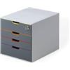 Durable 760627 Varicolor 4 Safe, Cassettiera con 4 Cassetti, 1 con Serratura, Porta Etichetta Rimovibile, 280 x 292 x 356 mm
