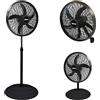 BAKAJI Ventilatore a Colonna Piantana Potenza 55W in Acciaio e PP, Diametro Pale 40cm e Griglia da 50cm, 3 Velocità Selezionabili Altezza regolabile Oscillazione Orizzontale (Nero 3 in 1)