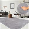 the carpet Relax Tappeto moderno a pelo corto, soggiorno, fondo antiscivolo, lavabile fino a 30 gradi, morbidissimo, aspetto pelliccia, Grigio, 300 x 400 cm