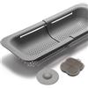 Black Sweden Home Scolapasta da Lavello grigio - Colino per Lavello Cucina Estensibile con Spugna Silicone e Filtro Scarico - 3 Pezzi - Accessori Lavello Cucina - Cestello Lavandino Cucina