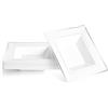 Matana - 20 Ciotole Quadrate Bianche in Plastica con Bordo Argento, 350ml - Piatti Fondi per Matrimoni, Compleanni, Battesimi, Natale, Barbecue, Feste - Resistenti e Riutilizzabili