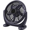 BAKAJI Ventilatore da Tavolo Nero Tecnologia Silenziosa, Raffrescatore da Pavimento Salvaspazio, Potenza 44 Watt e Diametro 40 cm, Oscillazione Verticale Ideale per Casa, Ufficio, Soggiorno, Cameretta