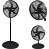 BAKAJI Ventilatore 3in1 Piantana Da tavolo Parete in Acciaio e Plastica 3 Velocita Regolabili Funzione Oscillazione Potenza 55W, Base Tonda Antiribaltamento, Silenzioso (51 cm)