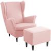 AQIGR 2 Pezzi Copripoltrona con Orecchie e Copri Pouf Elasticizzato, Copridivano da 1 Posto con Fodera per Cuscino Rosa/Giallo/Verde Lavabile Rimovibile per Bar Soggiorno Camera da Letto ( Color : #12 )