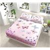 Generic Lenzuola Matrimoniale Farfalla, 3D Farfalla Lenzuolo con Angoli, Coprimaterasso 180x200x30 Microfibra Morbido e 2 Federe per Letti Matrimoniali King Size b2897