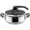 Lagostina Mia Pentola a Pressione 3.5L in Acciaio Inox 18/10 Ø 22 cm, Pentola Induzione e Gas, Coperchio con Apertura Facilitata, Fondo a tre Strati, Lavabile in Lavastoviglie