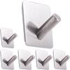 RICOO Ganci Adesivi Bagno e Cucina Set di 6 Ganci Adesivi MH021-6, Appendi Accappatoio e Asciugamani Moderni Appendi accappatoio bagno adesivo Montaggio a Parete senza Fori Argento