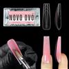 NOVO OVO Forme doppie per unghie affusolate quadrate (scolpite), per extension in gel di polietilene, con linea guida all'interno, XL XXL, riutilizzabili, a copertura completa, per nail art, 150