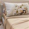 PETTI Artigiani Italiani - Lenzuola in Cotone con Federe in Stampa Digitale, Lenzuolo Singolo, Completo Letto Fantasia Fiore Panna Beige, 100% Made in Italy