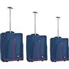 PROVITERA Set 3 Valigie Morbide Resistenti, Bagaglio a Mano con Rivestimento Morbido e Maniglia Telescopica, Valigia Trolley Resistente da Viaggio Morbida con Ruote Coveri Viale Morin (Blu e Rosso)