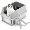 Bartuke Lettiera per gatti in acciaio inox, lettiera in metallo semi-chiusa rimovibile con paletta, anti-perdite, anti-appiccicosa, facile da pulire per gatti di piccole e grandi dimensioni (grigio)