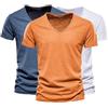 Generisch T-shirt da uomo con scollo a V, confezione da 1/2/3, alla moda, a maniche corte, in cotone, comode, basic in tinta unita, classiche, per il tempo libero, per tutti i giorni, in morbido cotone
