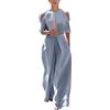 Generic Tuta Donna Elegante Monopezzi E Tutine Da Donna Lunghe a Gamba Larga Pantaloni Abito Senza Maniche Jumpsuit Estivo Tasche Vita Alta Jumpsuit Cocktail Overall Cerimonia Con Maniche Corte