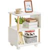 Aibiju Tavolino a 3 Ripiani con Ruote, Tavolino Stretto con Ripiano Portaoggetti, Comodino Comodino per Piccoli Spazi, Camera da Letto, Soggiorno, Ingresso,YD-TM155W