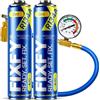 FIXFY 2w1 - Kit di ricarica per condizionatore d'aria con manometro, ricambio per gas R134a/R12 con olio - 2 barattoli da 500 ml - Kit auto-riempimento per veicoli 1995-2016