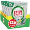 Fairy Platinum Detersivo Pastiglie Lavastoviglie, Brillantante, 126 Capsule Lavastoviglie, Limone, con Sistema Di Prelavaggio Integrato, Efficace nelle Sfide Difficili Contro lo Sporco