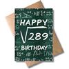 WBdesignz Biglietto di auguri per 17 compleanno con busta, divertente biglietto di compleanno Happy Wurzel aus 289 Birthday, biglietto di auguri di matematica per compleanno, biglietto di auguri