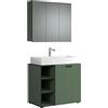 trendteam smart living - PureBliss - Set di mobili da bagno - Verde con effetto scanalato - Mobili da bagno con eleganti manici in metallo - 90 x 186 x 53 cm - Mobile lavabo con 3 scomparti aperti