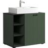 trendteam smart living - PureBliss - Mobile sottolavabo - verde - effetto scanalato - 3 scomparti aperti + 1 ripiano + lavabo da 60 cm - 90 x 91 x 53 cm - eleganti manici in metallo